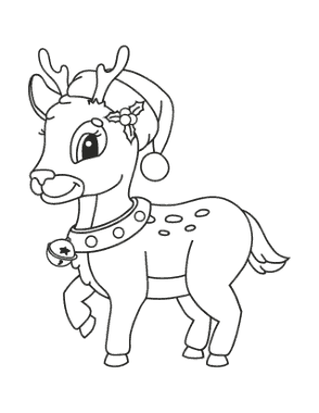 Free Download PDF Books, Christmas Preschool Rudolph Hat Bells Coloring Template