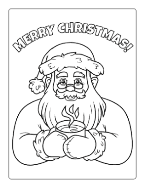 Santa Claus Drinking Cocoa Coloring Template
