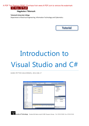 Introduction To Visual Studio And C#