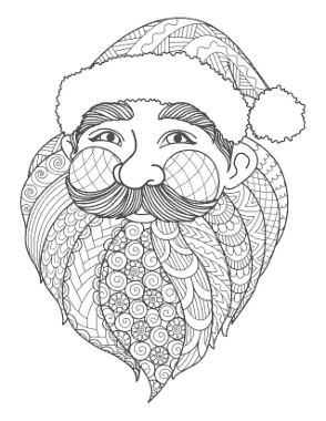 Santa Detailed Face To Color Coloring Template
