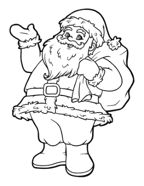 Santa Jolly Father Christmas With Sack Coloring Template