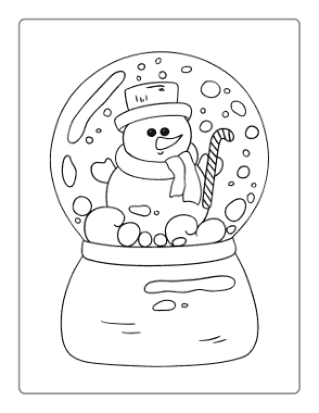 Snowman Snowglobe Candy Cane Winter Coloring Templat