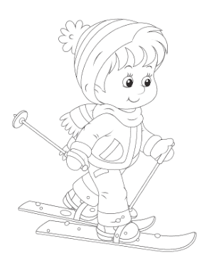 Winter Boy Skiing Coloring Templat