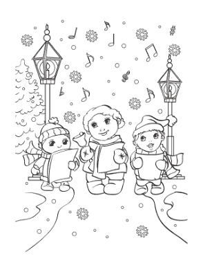 Winter Singing Carols Coloring Templat