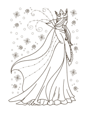 Winter Snow Queen Coloring Templat