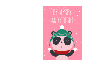 Christmas Be Merry And Bright Panda Winter Hat Card Template