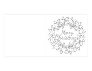 Christmas Coloring Holly Wreath Merry Card Template