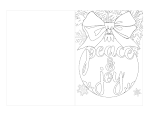 Christmas Coloring Peace Joy Bauble Card Template