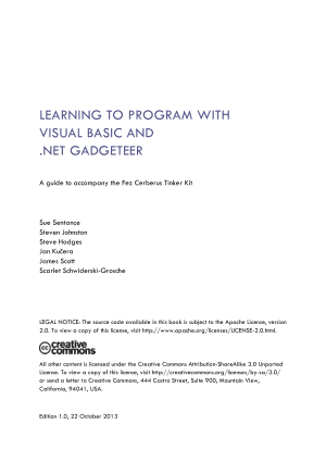Free Download PDF Books, Learning To Program  With Visual Basic And .Net Gadgeteer