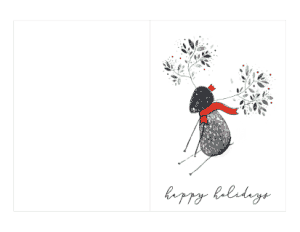Christmas Happy Holidays Cute Deer Holly Antlers Card Template