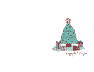 Christmas Happy Holidays Decorated Tree Gifts Card Template