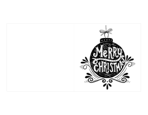 Christmas Merry Bauble Black White Card Template