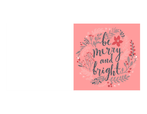 Christmas Merry Bright Botanical Wreath Card Template