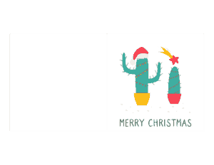 Christmas Merry Cactus Tree Lights Star Card Template