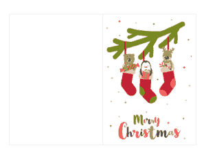 Christmas Merry Cute Stockings Branch Card Template