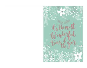 Christmas Most Wonderful Time Of Year Botanical Card Template