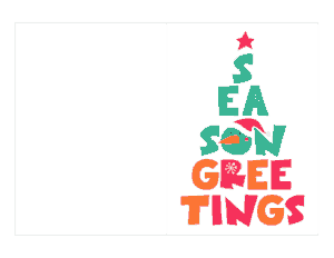 Christmas Seasons Greetings Tree Colorful Card Template