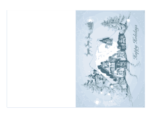 Christmas Snowy Cottage Santa Sleigh Happy Holidays Card Template
