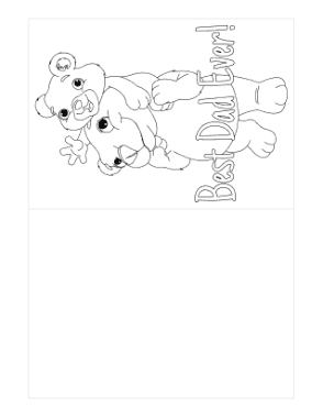 Cute Bear Cub To Color Fathers Day Cards Template