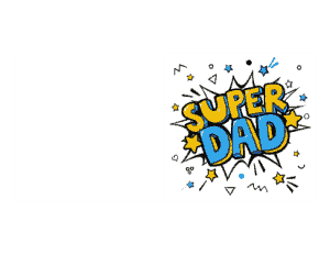 Super Dad Comic Fathers Day Cards Template