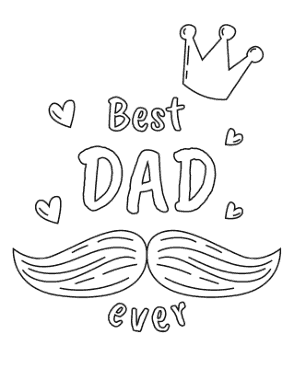Best Dad Ever Mustache Crown Fathers Day Coloring Template