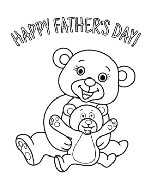 Free Download PDF Books, Cute Bears Fathers Day Coloring Template