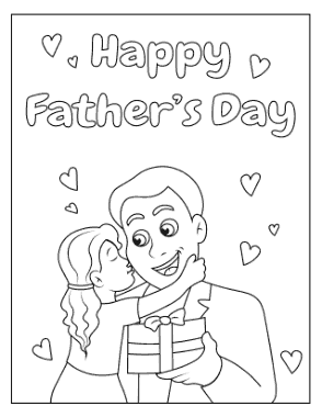 Father Daughter Gift Hearts Fathers Day Coloring Template