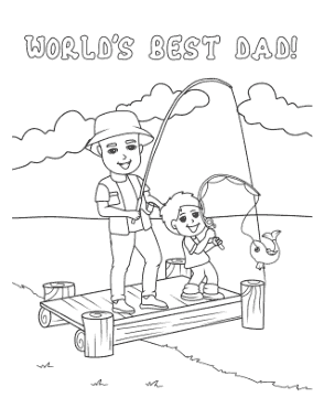 Father Son Fishing Fathers Day Coloring Template