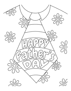 Flower Shirt Tie Fathers Day Coloring Template
