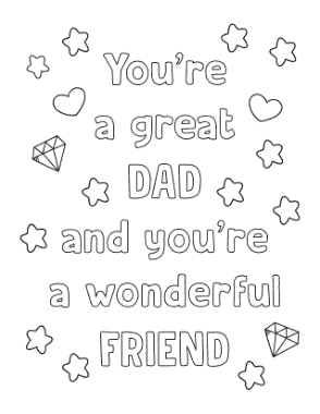 Great Wonderful Dad Friend Fathers Day Coloring Template