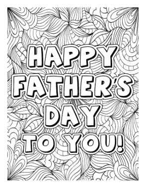 Happy Doodle For Adults Fathers Day Coloring Template