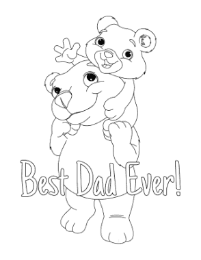 Papa Baby Bear Fathers Day Coloring Template