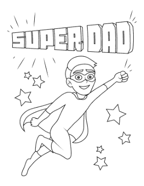 Super Dad Flying Fathers Day Coloring Template