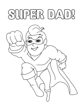 Superhero Dad Flying Fathers Day Coloring Template