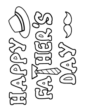 Tie Hat Fathers Day Coloring Template