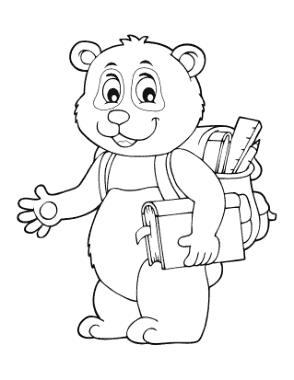Free Download PDF Books, Back To School Cute Bear Autumn and Fall Coloring Template