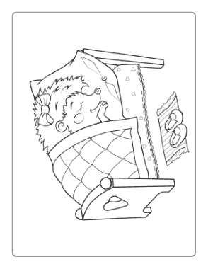 Cute Hedgehog Sleeping For Kids Autumn and Fall Coloring Template