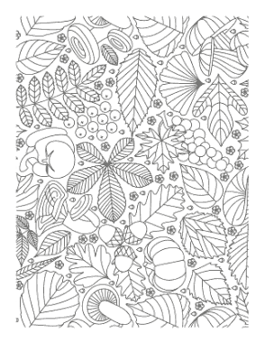 Doodle For Adults Leaves Mushrooms Grapes Pumpkin Autumn and Fall Coloring Template