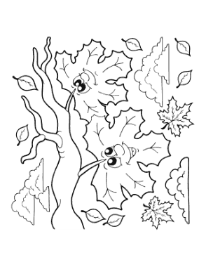 Falling Leaves For Preschoolers Autumn and Fall Coloring Template