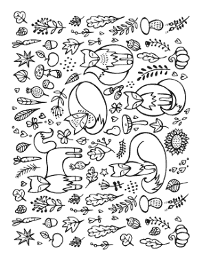 Fox Doodle For Adults Autumn and Fall Coloring Template