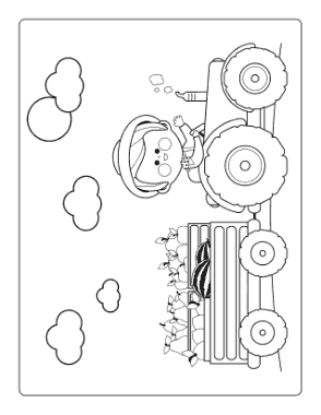 Harvest Tractor Farm Autumn and Fall Coloring Template