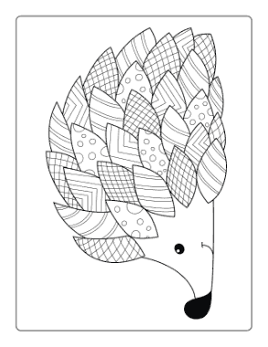 Hedgehog Patterned To Color Autumn and Fall Coloring Template