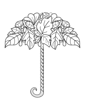 Leaf Umbrella For Adults Autumn and Fall Coloring Template