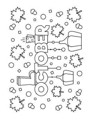 October Autumn and Fall Coloring Template