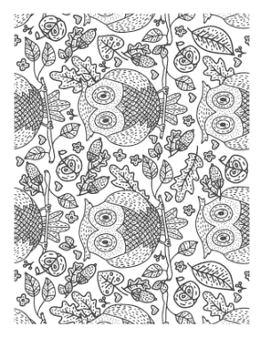 Owls Doodle For Adults Autumn and Fall Coloring Template