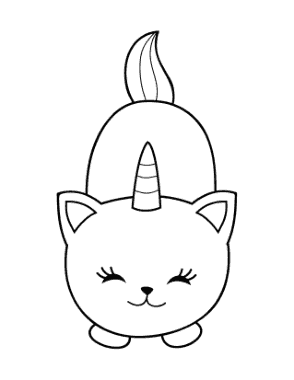 Cute Cartoon Caticorn 2 Cat Coloring Template