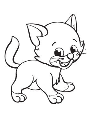 Farm Cute Cartoon Kitten Cat Coloring Template