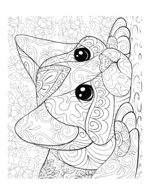Intricate Pattern Head Cat Coloring Template