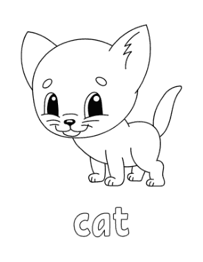 Preschool Cat Coloring Template