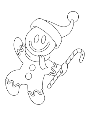 Gingerbread Man Candy Coloring Template